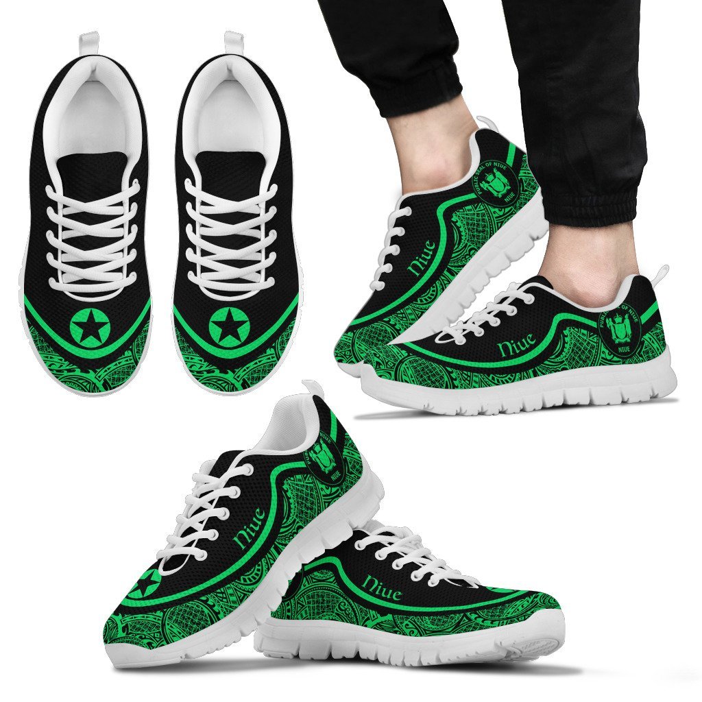 Niue Wave Sneakers - Polynesian Pattern Green Color - Vibe Hoodie Shop