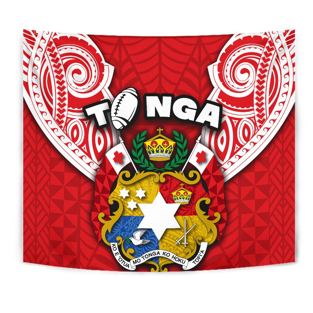 (Custom Personalised) Tonga Rugby Tapestry Royal Style - Vibe Hoodie Shop