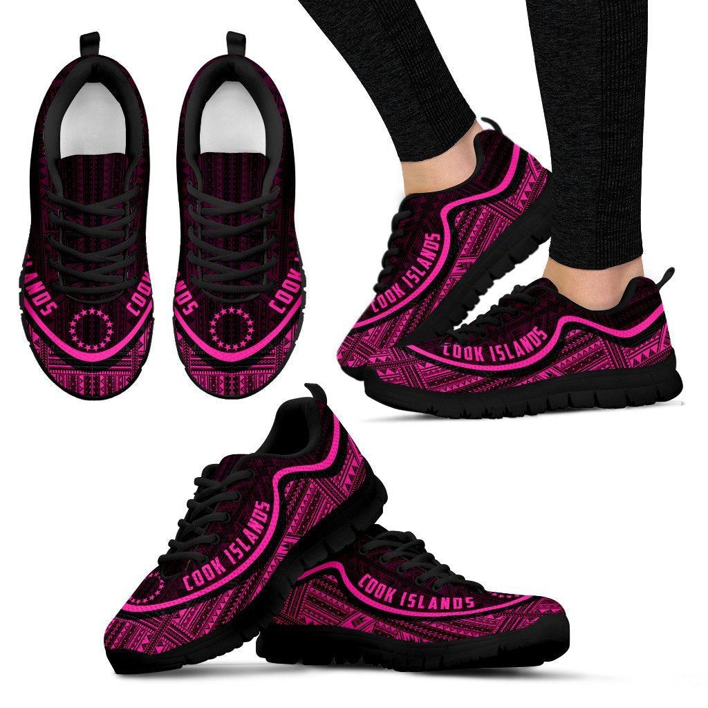 Cook Islands Wave Sneakers - Polynesian Pattern Pink Color - Vibe Hoodie Shop