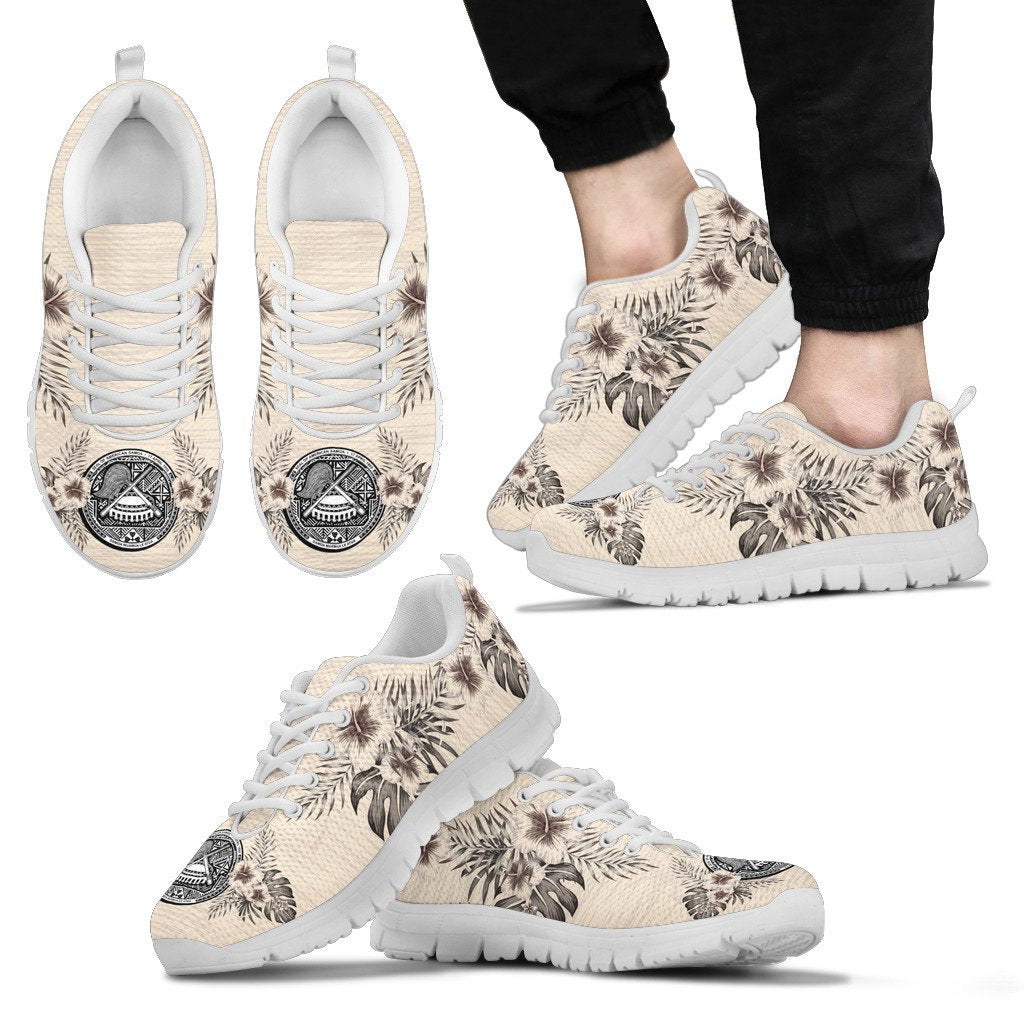 American Samoa Sneakers - The Beige Hibiscus - Vibe Hoodie Shop