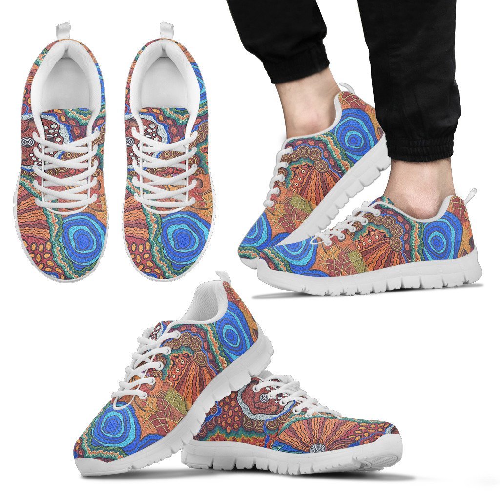 Aboriginal Sneakers, Uluru Landscape Art Colorful Ethnic - Vibe Hoodie Shop