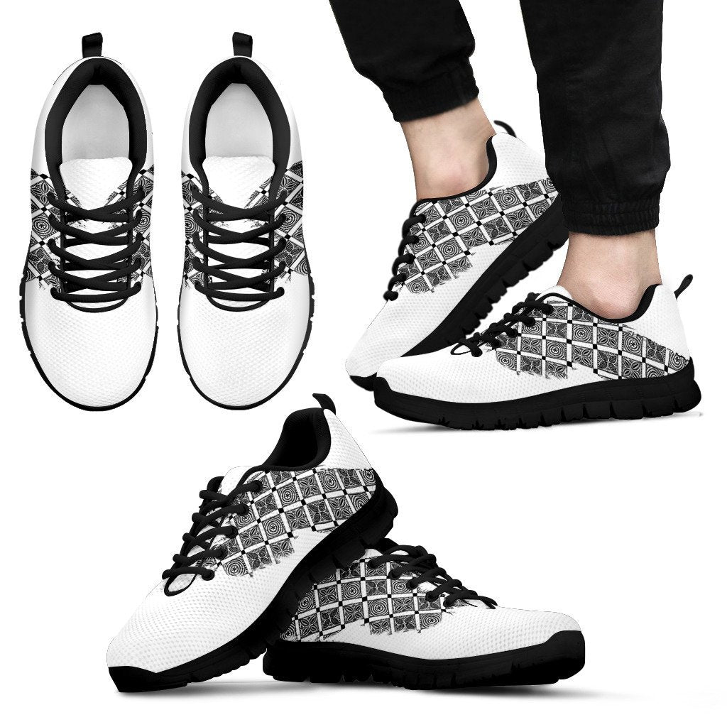 Fiji Tapa Moresquares Wings Style Men's / Women's Sneakers (Shoes) - Vibe Hoodie Shop