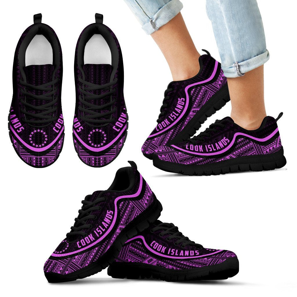 Cook Islands Wave Sneakers - Polynesian Pattern Purple Color - Vibe Hoodie Shop