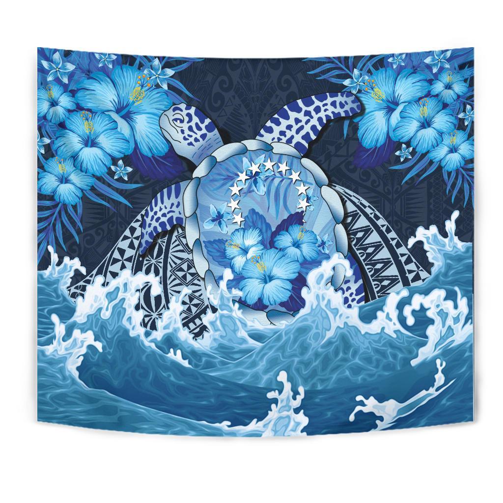 Cook Islands Polynesian Sea Turtle Hibiscus Tapestry - Vibe Hoodie Shop