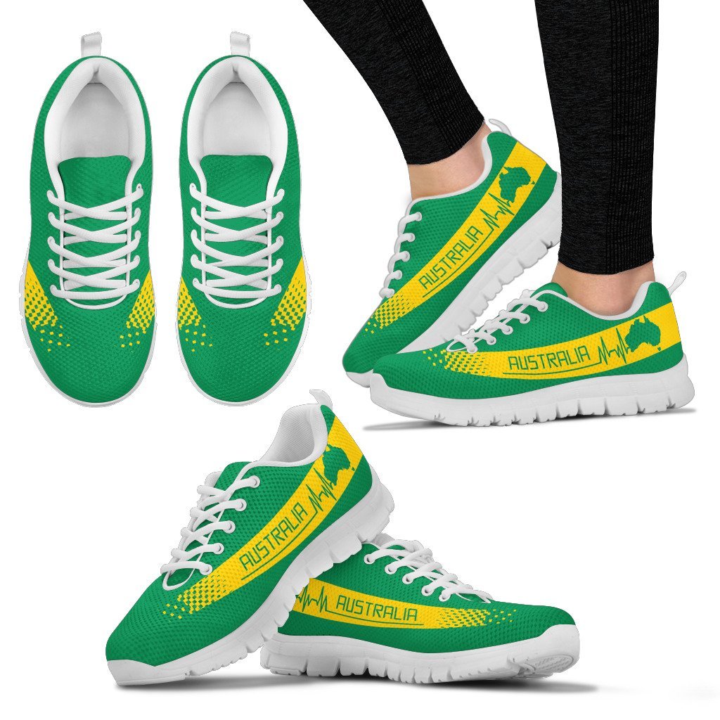 Australia Sneakers - Australian Map Shoes Heartbeat National Color - Unisex - Vibe Hoodie Shop