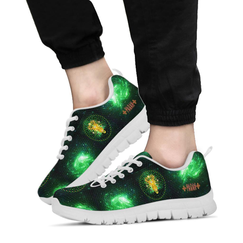 Celtic Pagan Deer Sneakers - Moon Phases Deer with Tree of Life - Vibe Hoodie Shop