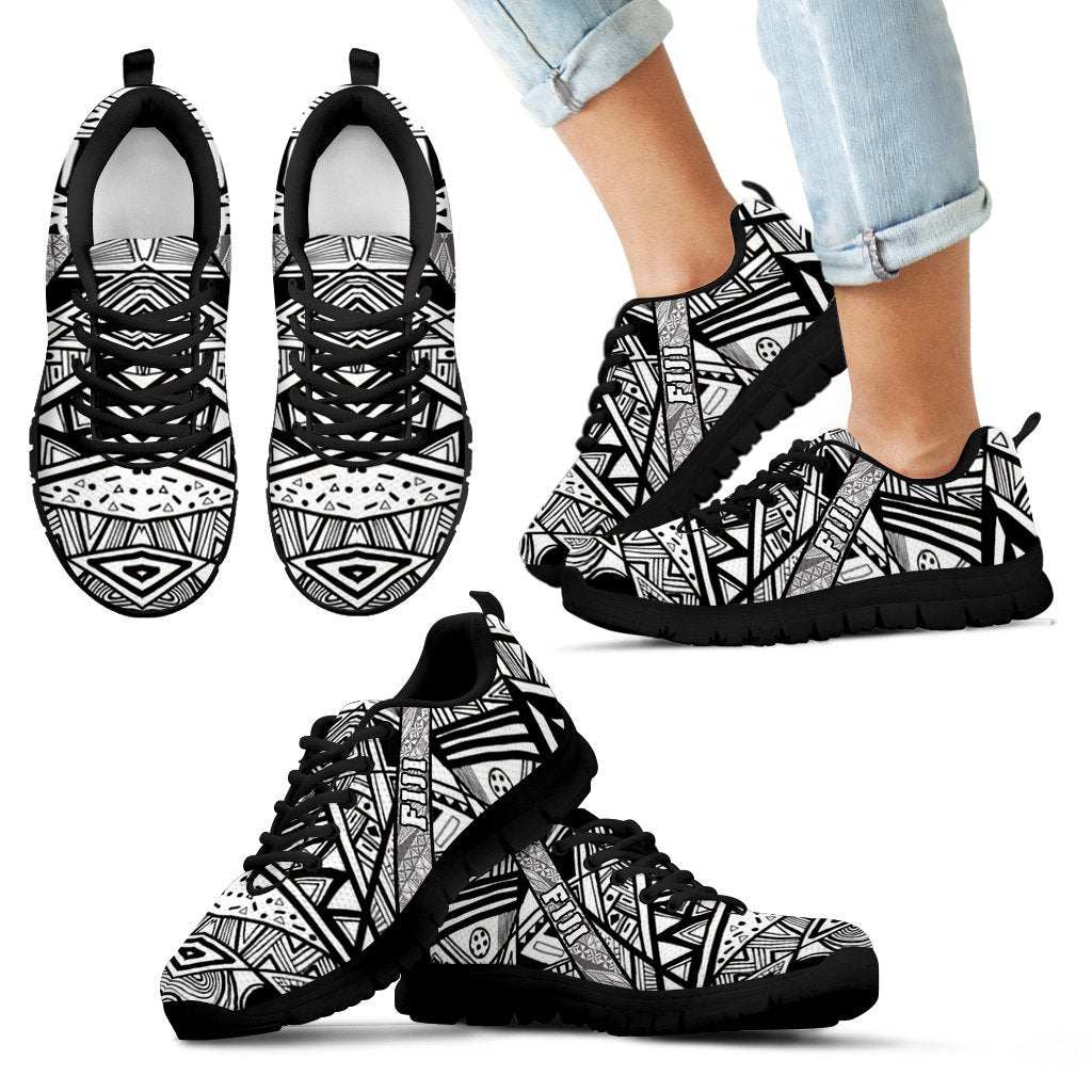 Fiji Poly Tribal Sneakers Black And White Mystery - Vibe Hoodie Shop