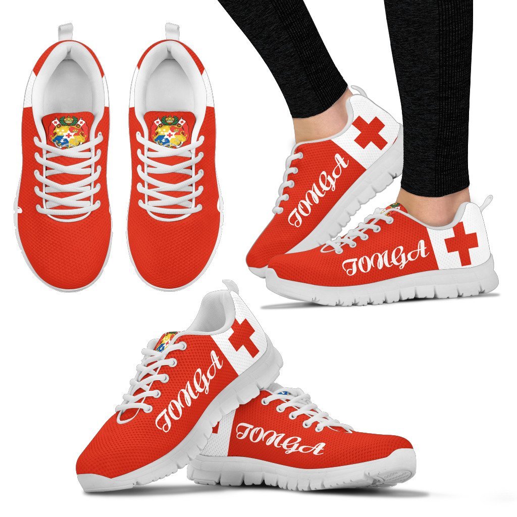 Tonga Flag And Coat Of Arm Sneakers - Vibe Hoodie Shop