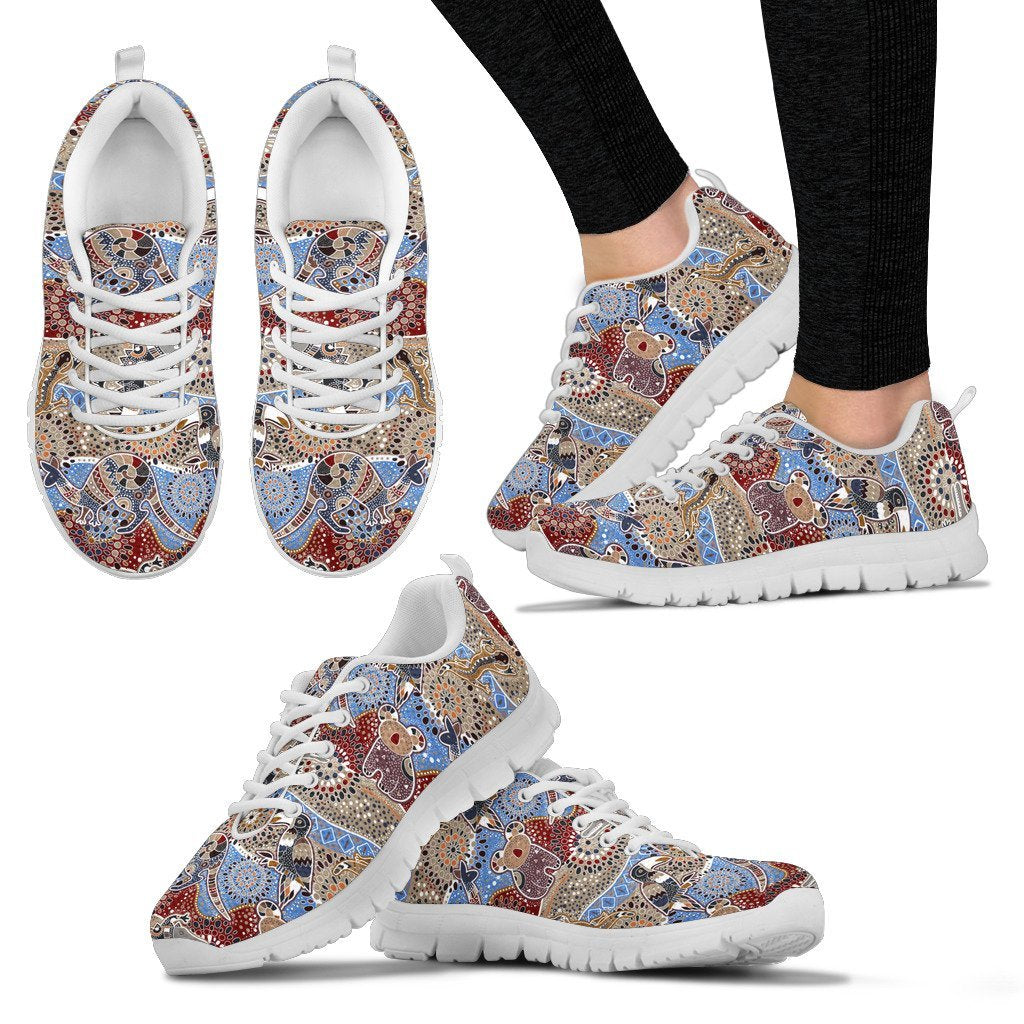 Aboriginal Sneakers, Koala Kangaroo Patterns Australian Animals - Vibe Hoodie Shop