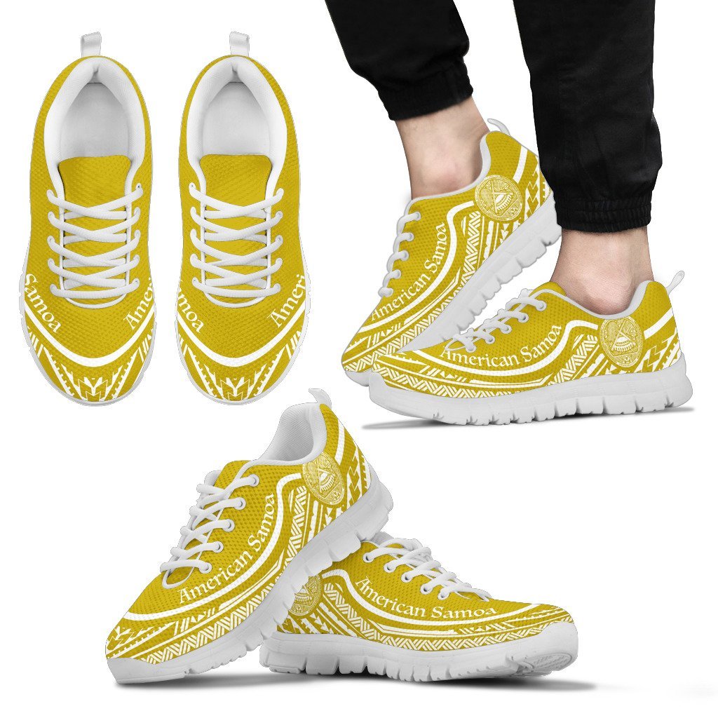 American Samoa Wave Sneakers White Gold Color - Vibe Hoodie Shop