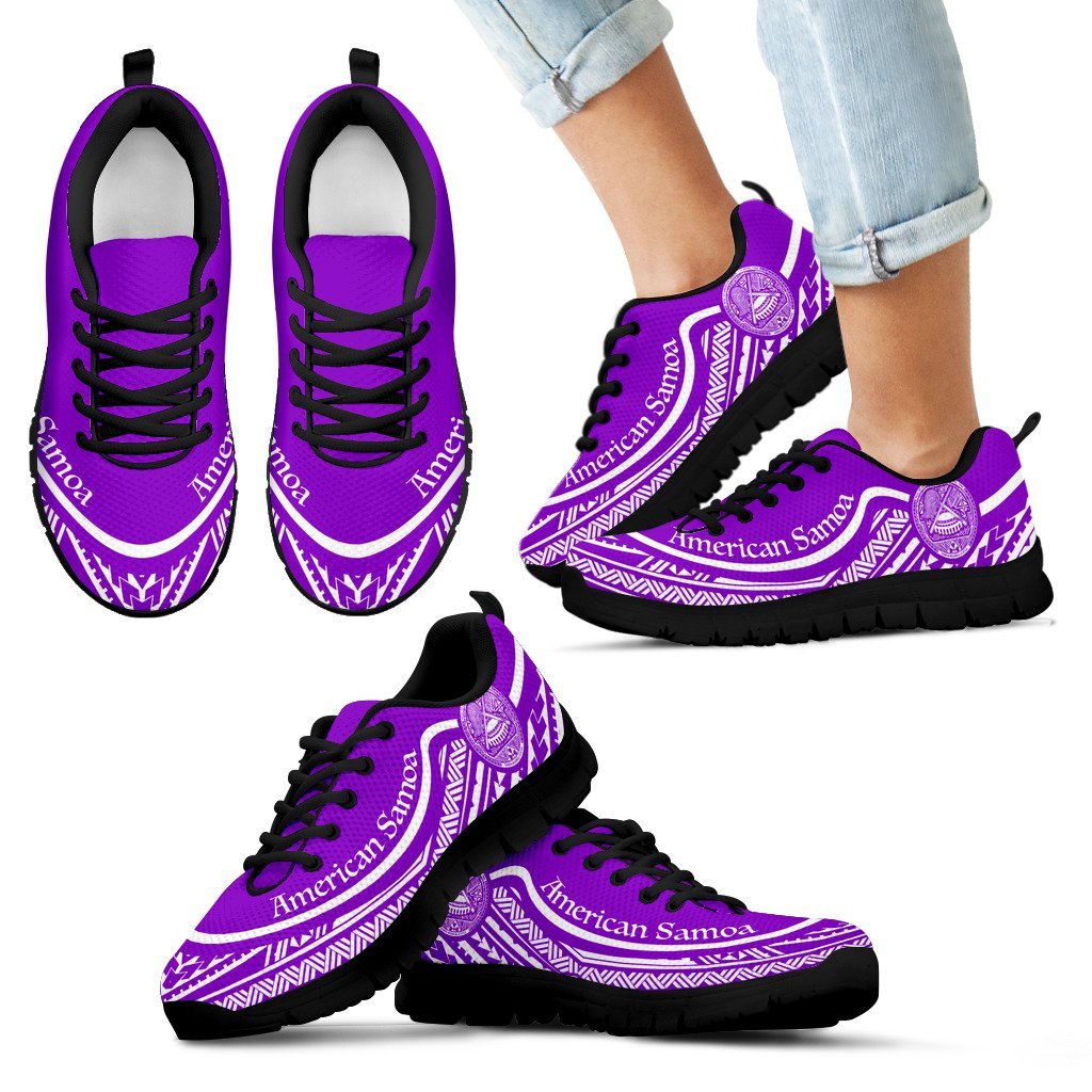 American Samoa Wave Sneakers White Purple Color - Vibe Hoodie Shop