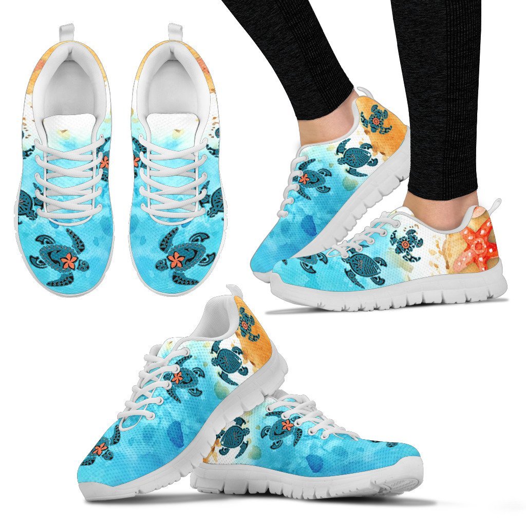 Unique Turtles Swim On Beach Men's / Women's Sneakers (Shoes) - Vibe Hoodie Shop