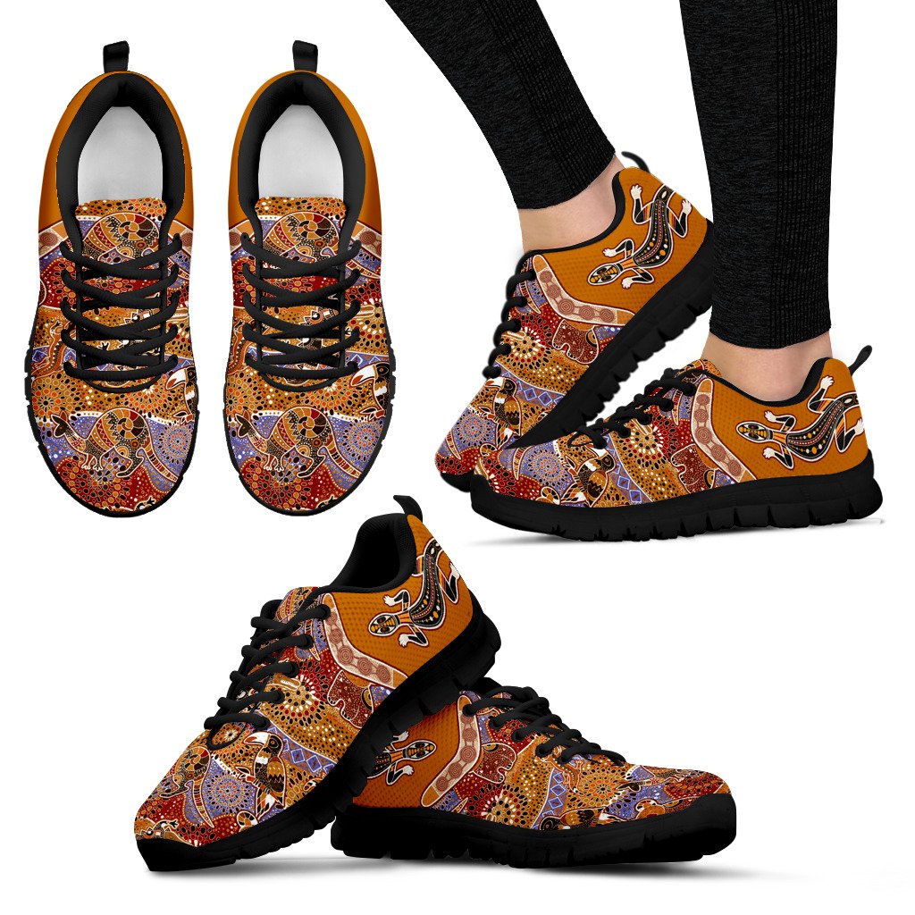 Aboriginal Sneakers, Lizard Shoes Boomerang Patterns Kangaroo Koala - Vibe Hoodie Shop