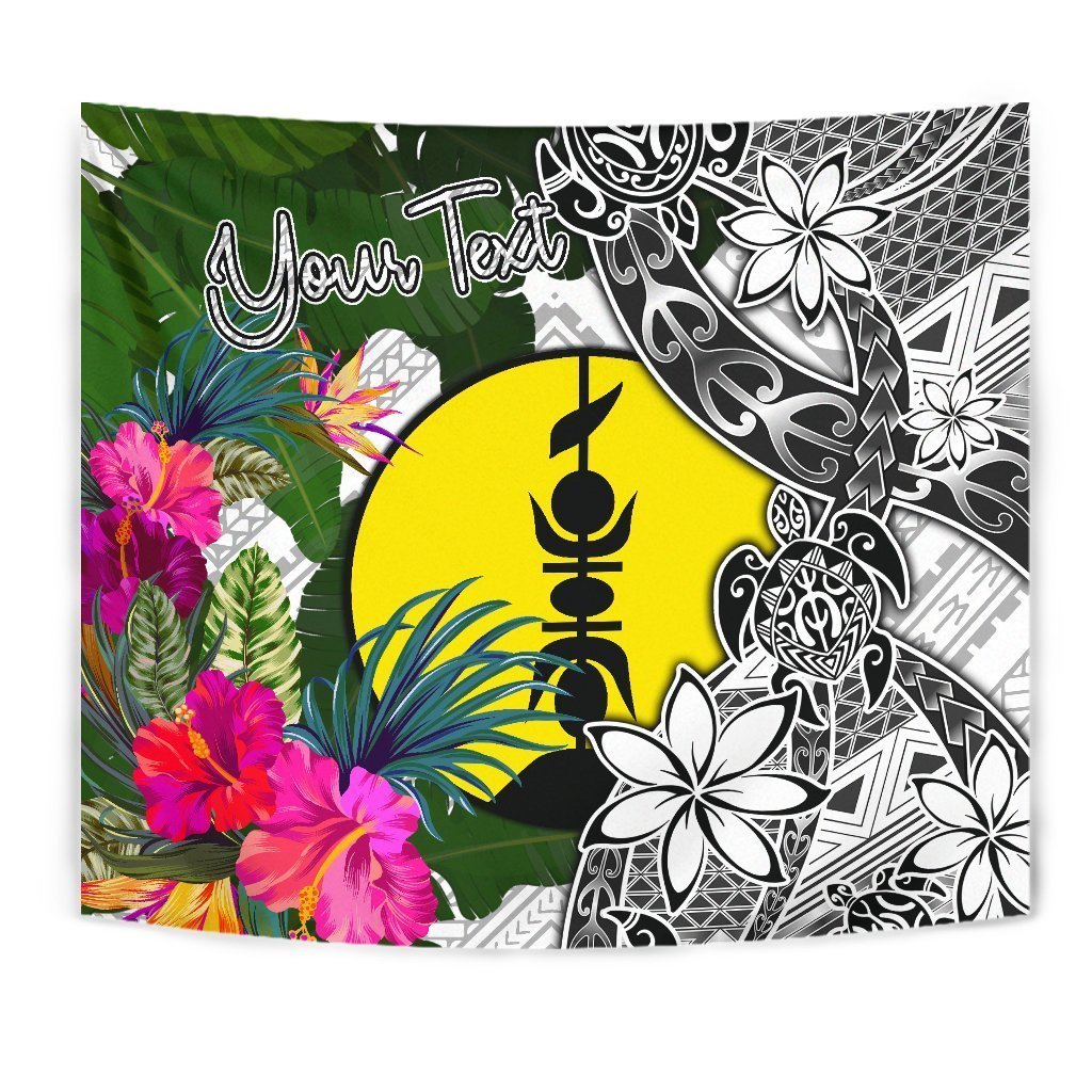 New Caledonia Custom Personalised Tapestry White - Turtle Plumeria Banana Leaf - Vibe Hoodie Shop