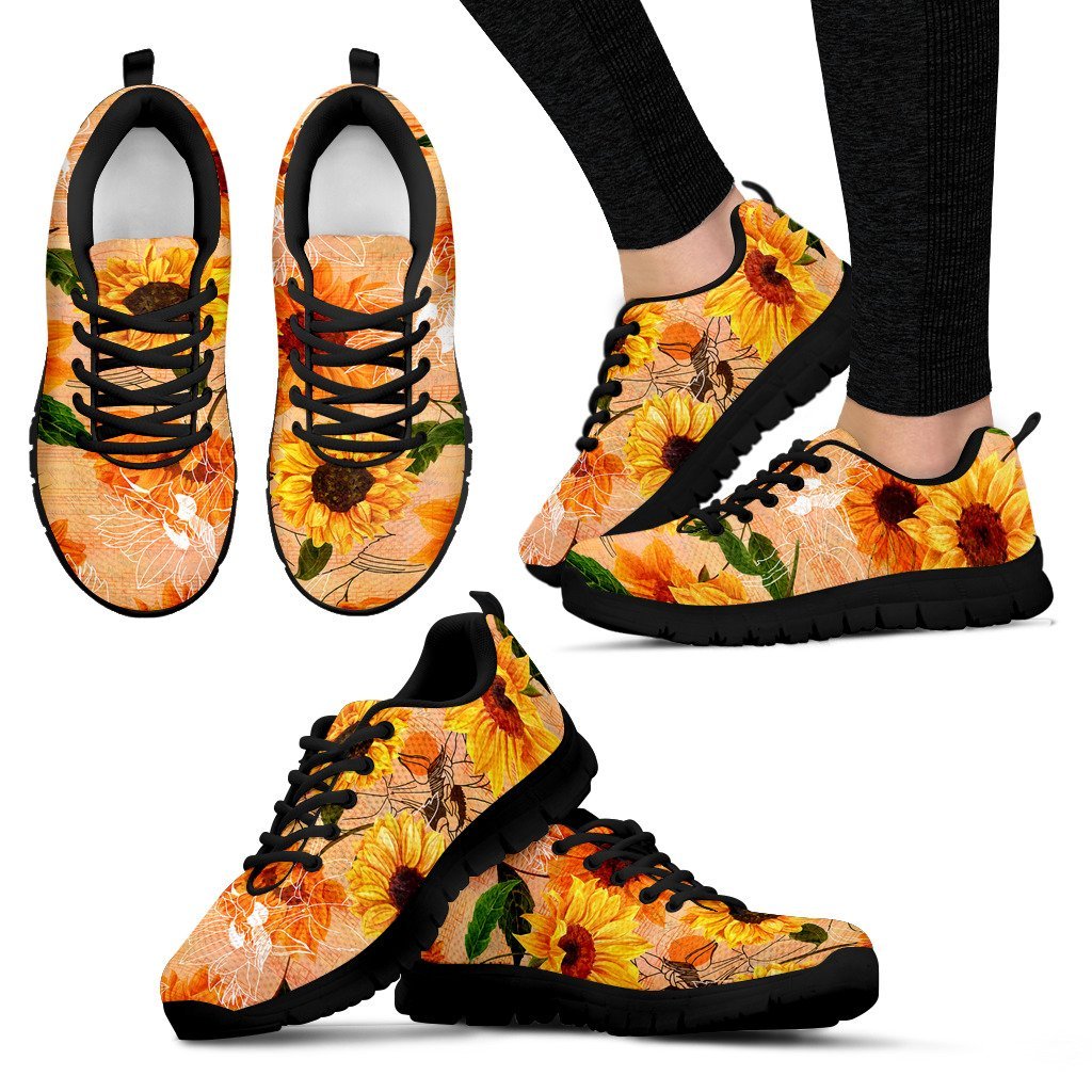 Floral Sneakers - Sunflowers Shoes Painting - Unisex - Vibe Hoodie Shop