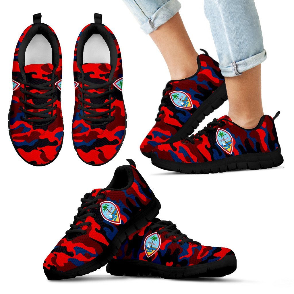 Guam Camouflage Sneakers - Guam Camouflage And Coat Of Arms Shoes - Vibe Hoodie Shop