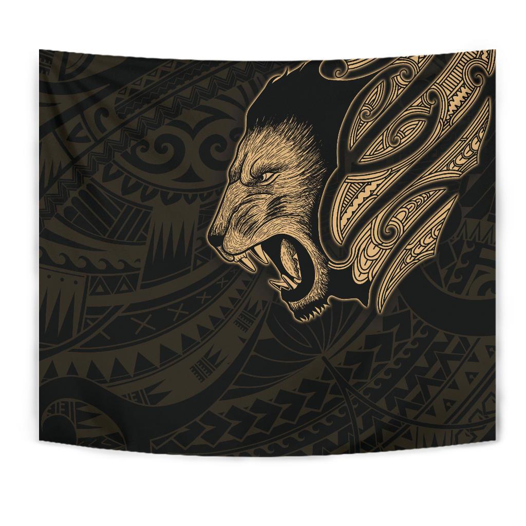 New Zealand Tapestry Maori Lion Tattoo - Gold - Vibe Hoodie Shop