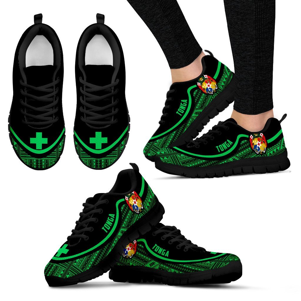 Tonga Wave Sneakers - Polynesian Pattern Green Color - Vibe Hoodie Shop