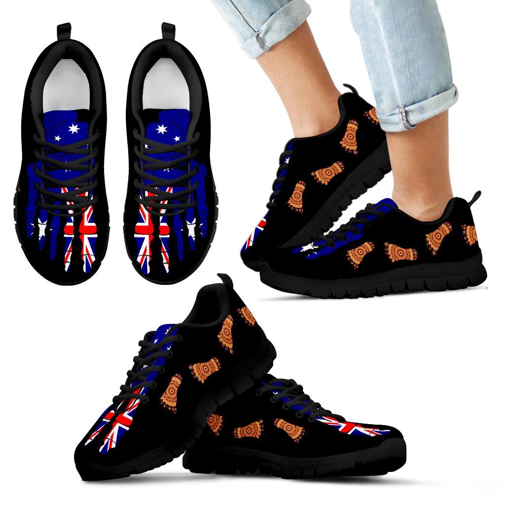 Aboriginal Sneakers, Aus Flag Indigenous Pattern - Vibe Hoodie Shop