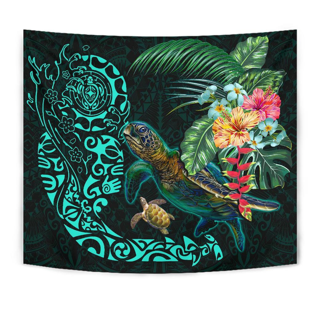 Tiki Polynesian Tapestry Turtle Hibiscus - Vibe Hoodie Shop