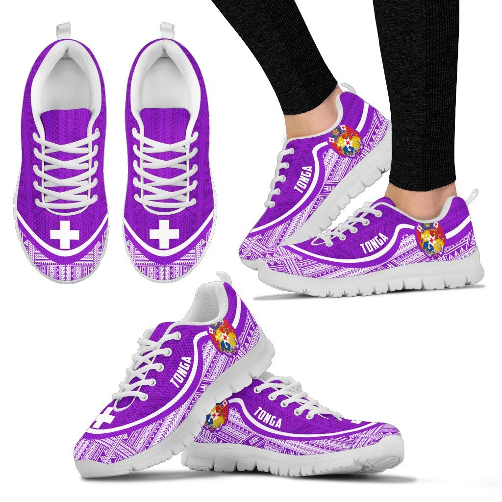 Tonga Wave Sneakers - Polynesian Pattern White Purple Color - Vibe Hoodie Shop