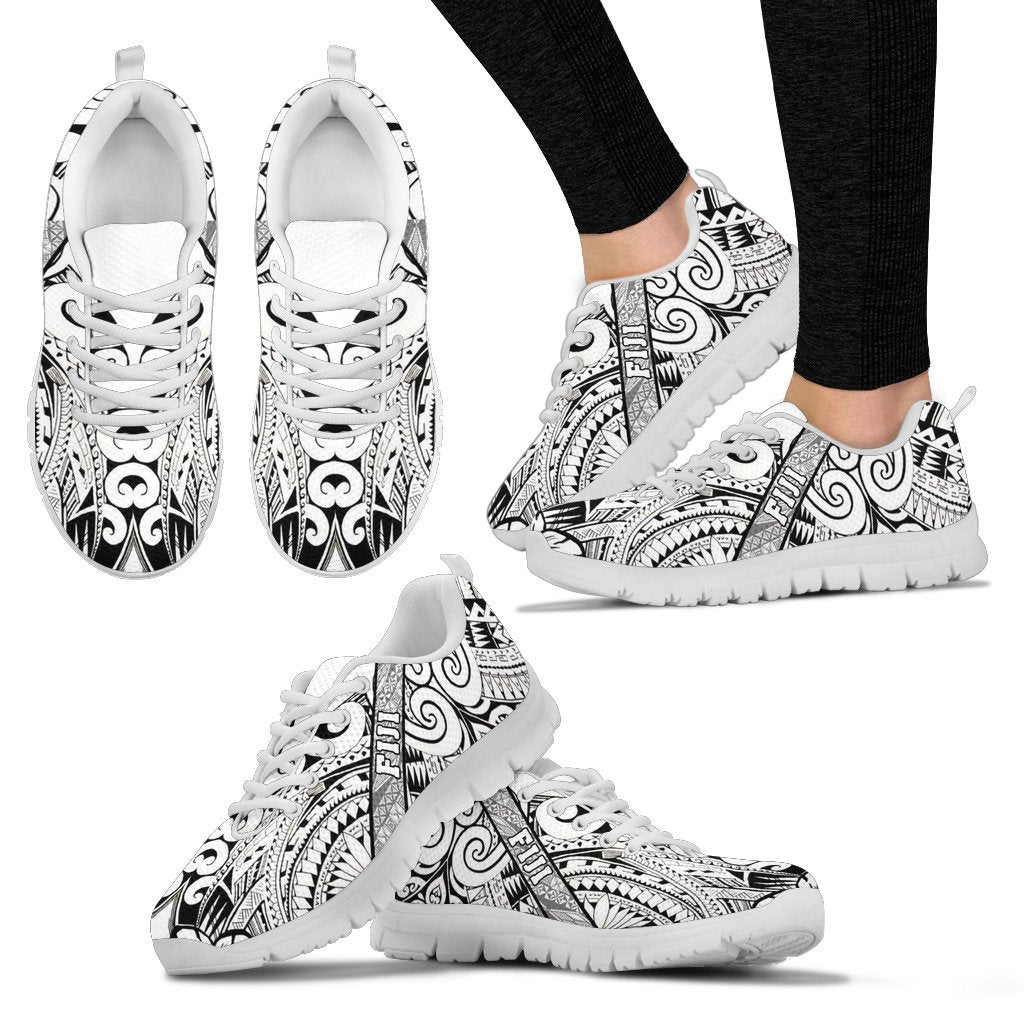 Fiji Poly Tribal Sneakers Black And White Skillful - Vibe Hoodie Shop