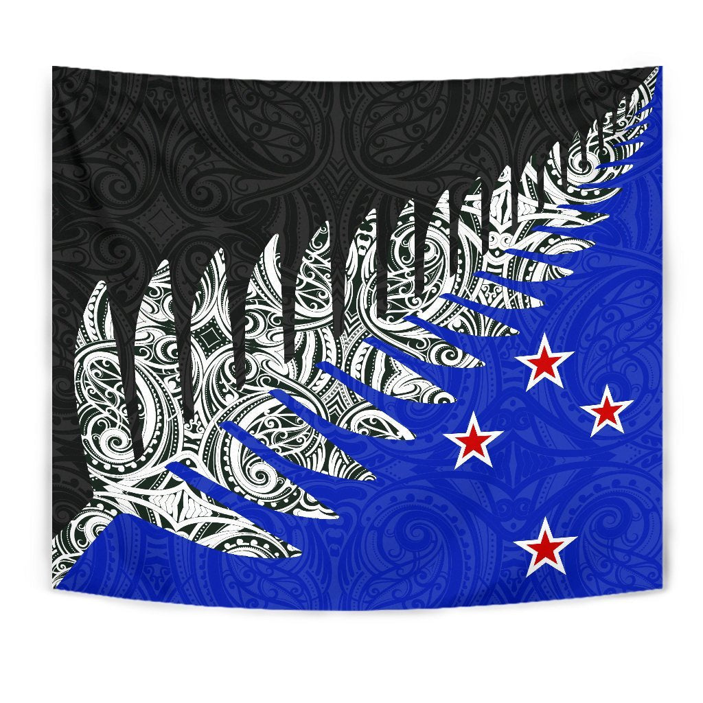 New Zealand Silver Fern Maori Tapestry Blue - Vibe Hoodie Shop