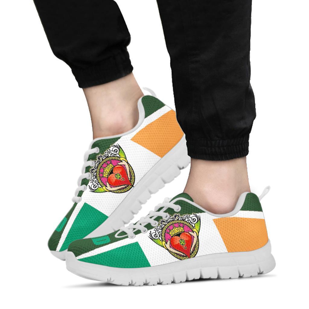 Celtic Ireland Sneakers - Ireland Flag With Claddagh Ring - Vibe Hoodie Shop