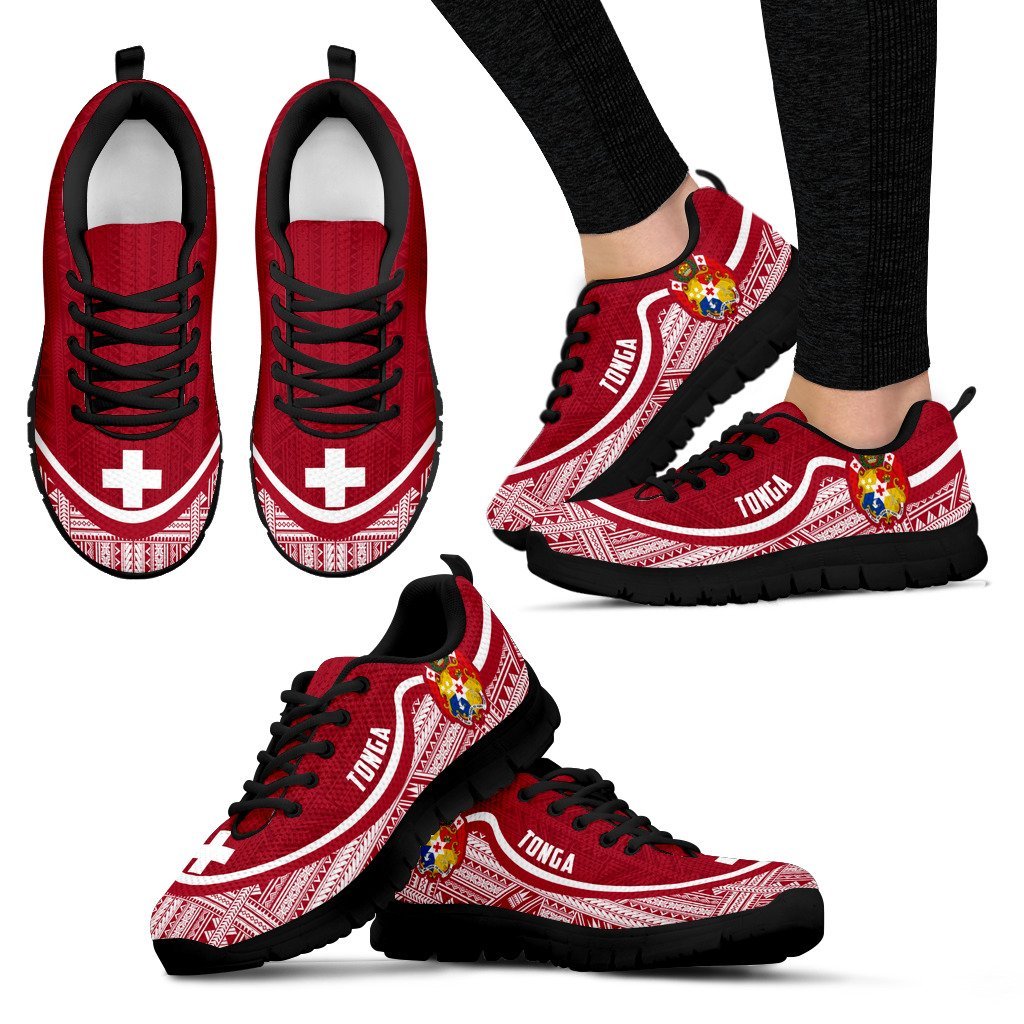 Tonga Wave Sneakers - Polynesian Pattern White Red Color - Vibe Hoodie Shop