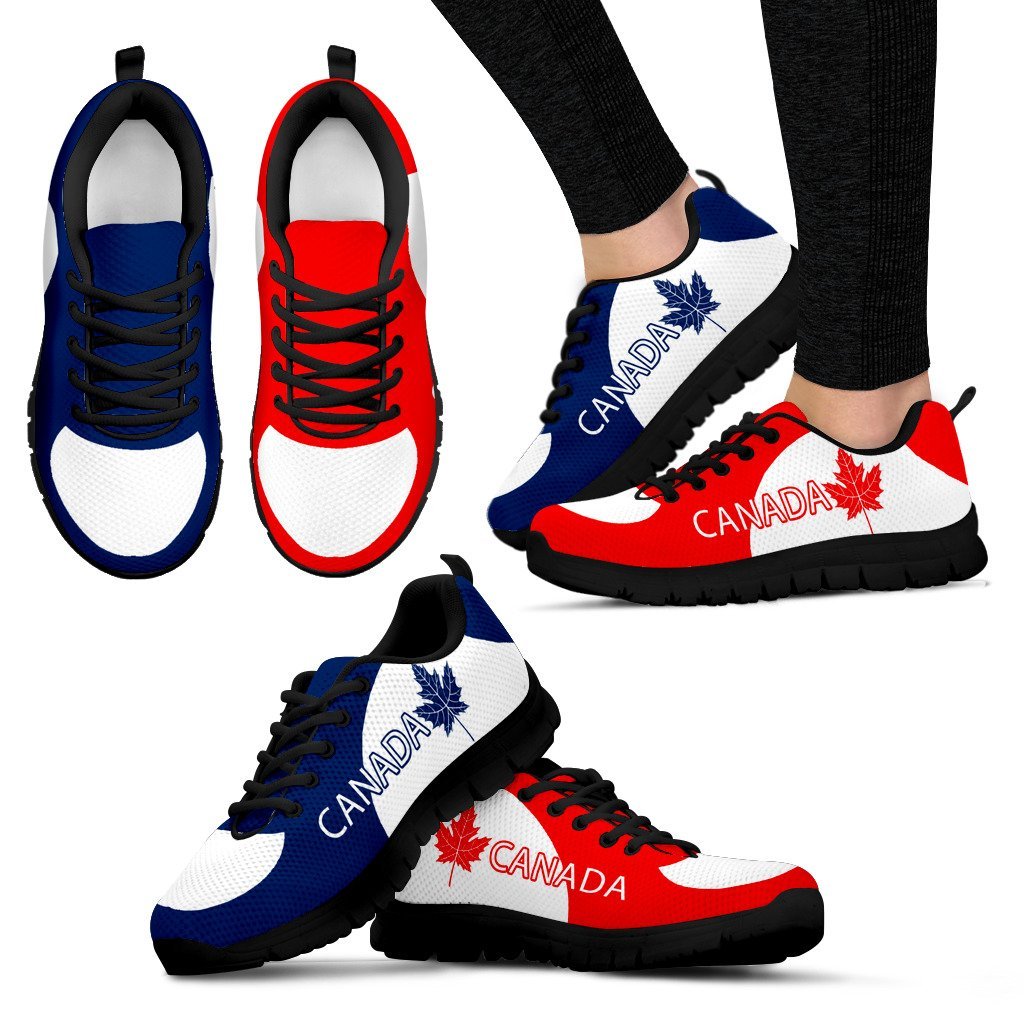 Canada Running Shoes Maple Leaf Red Blue - Vibe Hoodie Shop