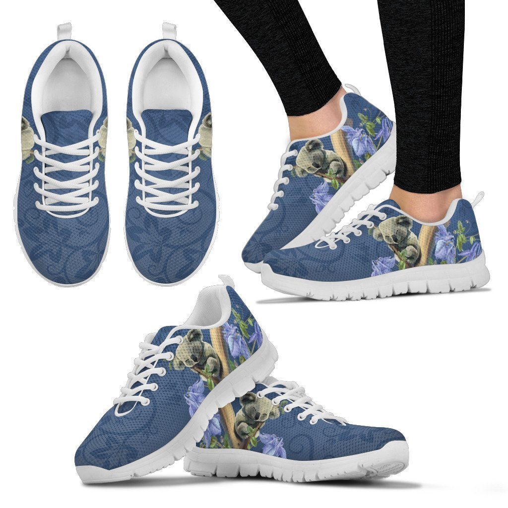 Australia Sneakers - Koala Sleep Shoes Bluebell Flower Patterns - Unisex - Vibe Hoodie Shop