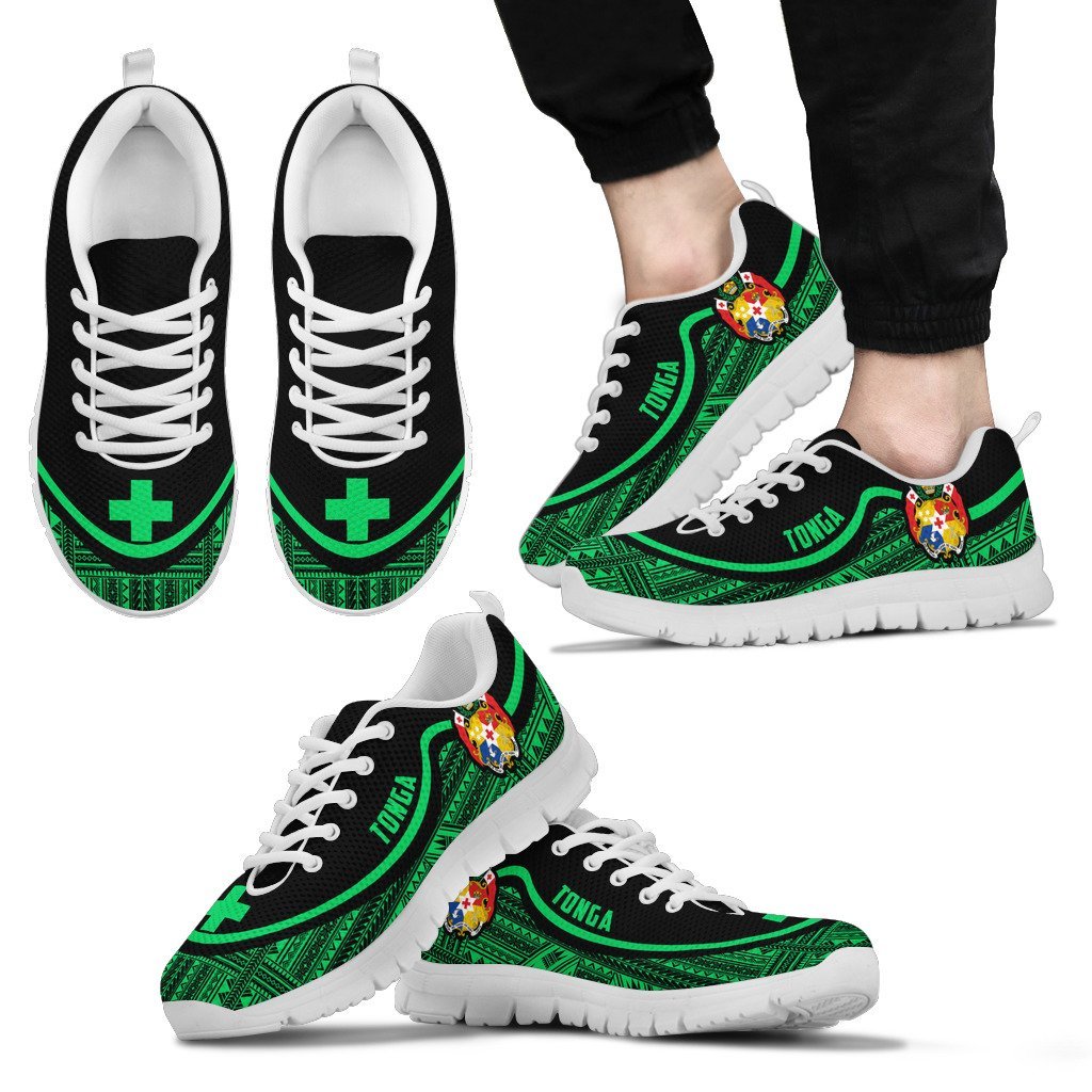 Tonga Wave Sneakers - Polynesian Pattern Green Color - Vibe Hoodie Shop