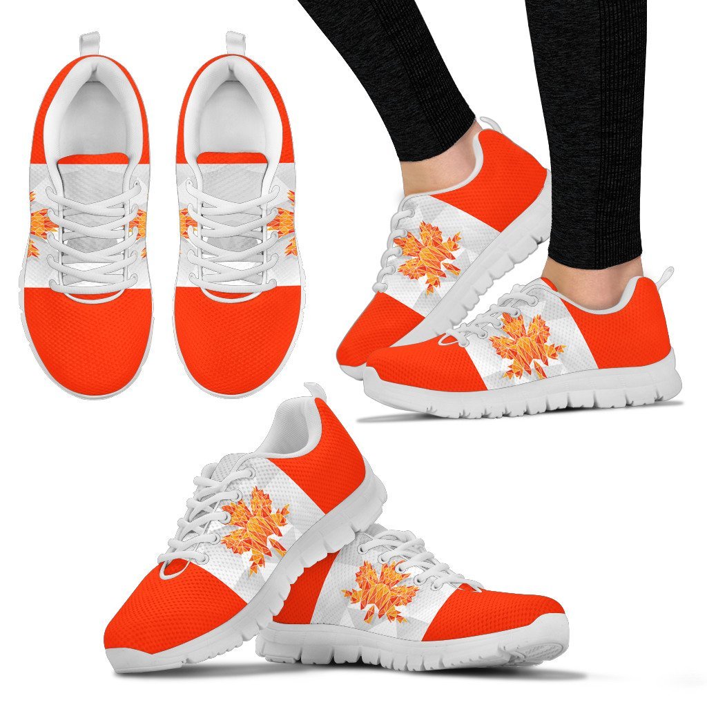 Canada Shoes - Low Poly Canada Flag Sneakers - Vibe Hoodie Shop