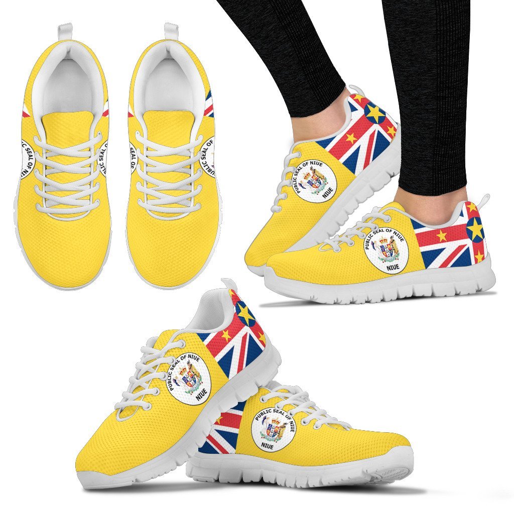 Niue Islands Flag And Coat Of Arms - Men's/Women's/Kid's Sneakers (Shoes) - Vibe Hoodie Shop