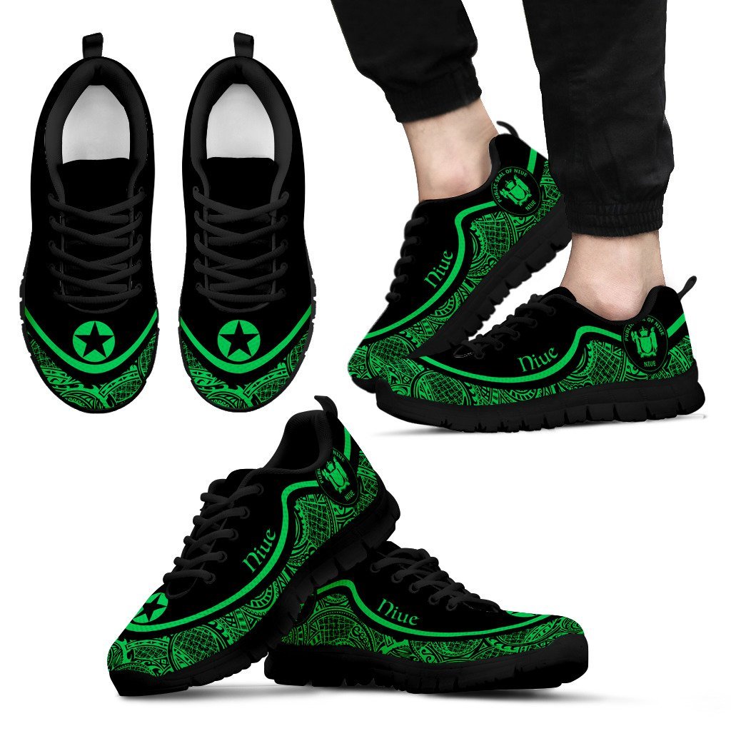 Niue Wave Sneakers - Polynesian Pattern Green Color - Vibe Hoodie Shop