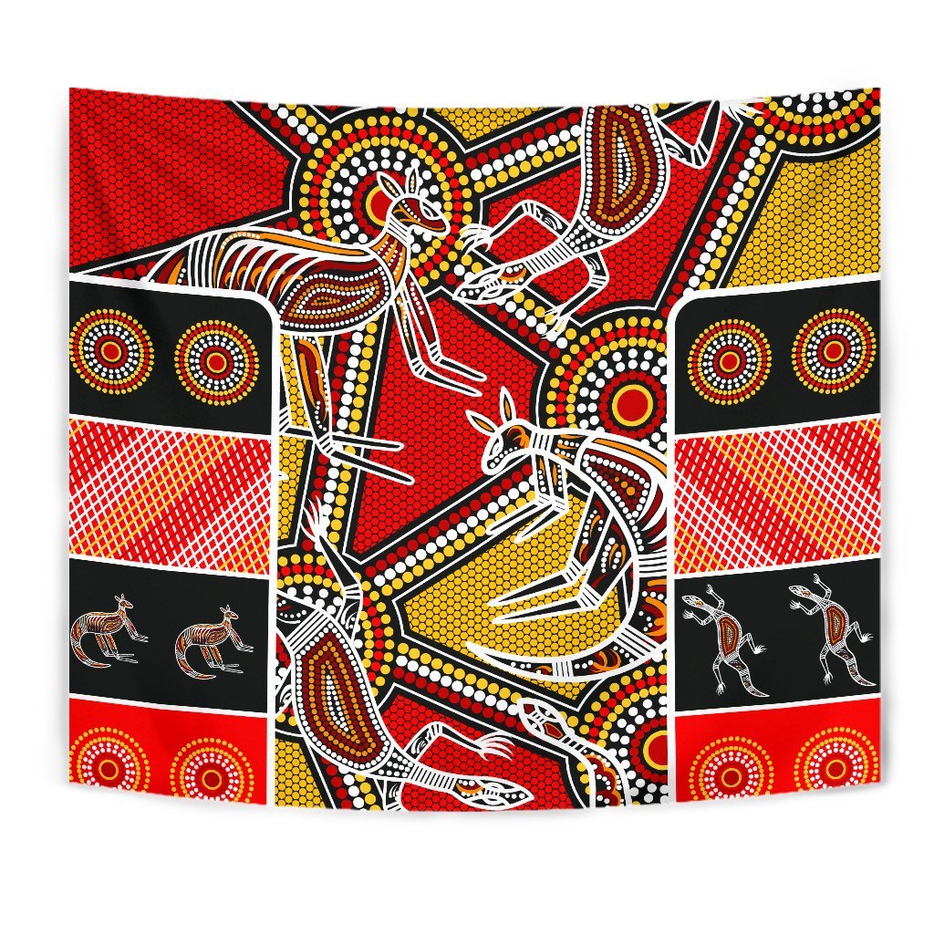 Aboriginal Tapestry - Kangaroo Dot Painting Patterns - Vibe Hoodie Shop