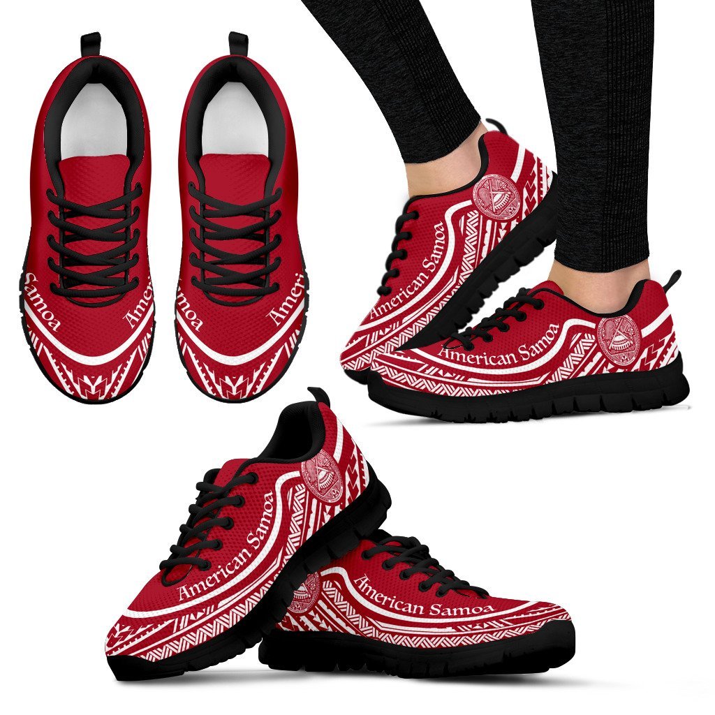 American Samoa Wave Sneakers White Red Color - Vibe Hoodie Shop