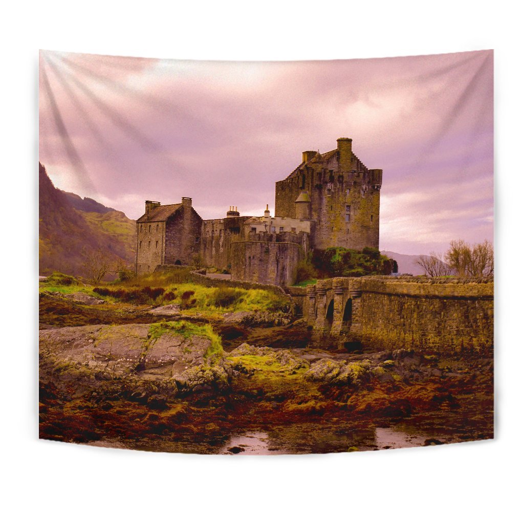 Scotland Eilean Donan Castle Pink Sky Tapestry - Vibe Hoodie Shop