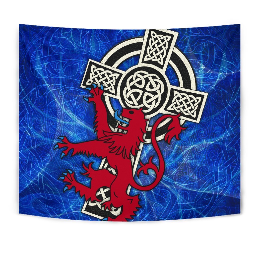 Scotland Celtic Tapestry - Celtic Cross and Rampant Skew Style - Vibe Hoodie Shop