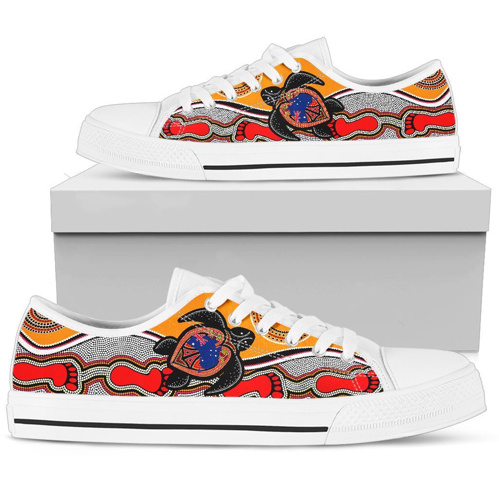 Canvas Shoes - Aboriginal Patterns Shoes Turtle - Low Top - Vibe Hoodie Shop