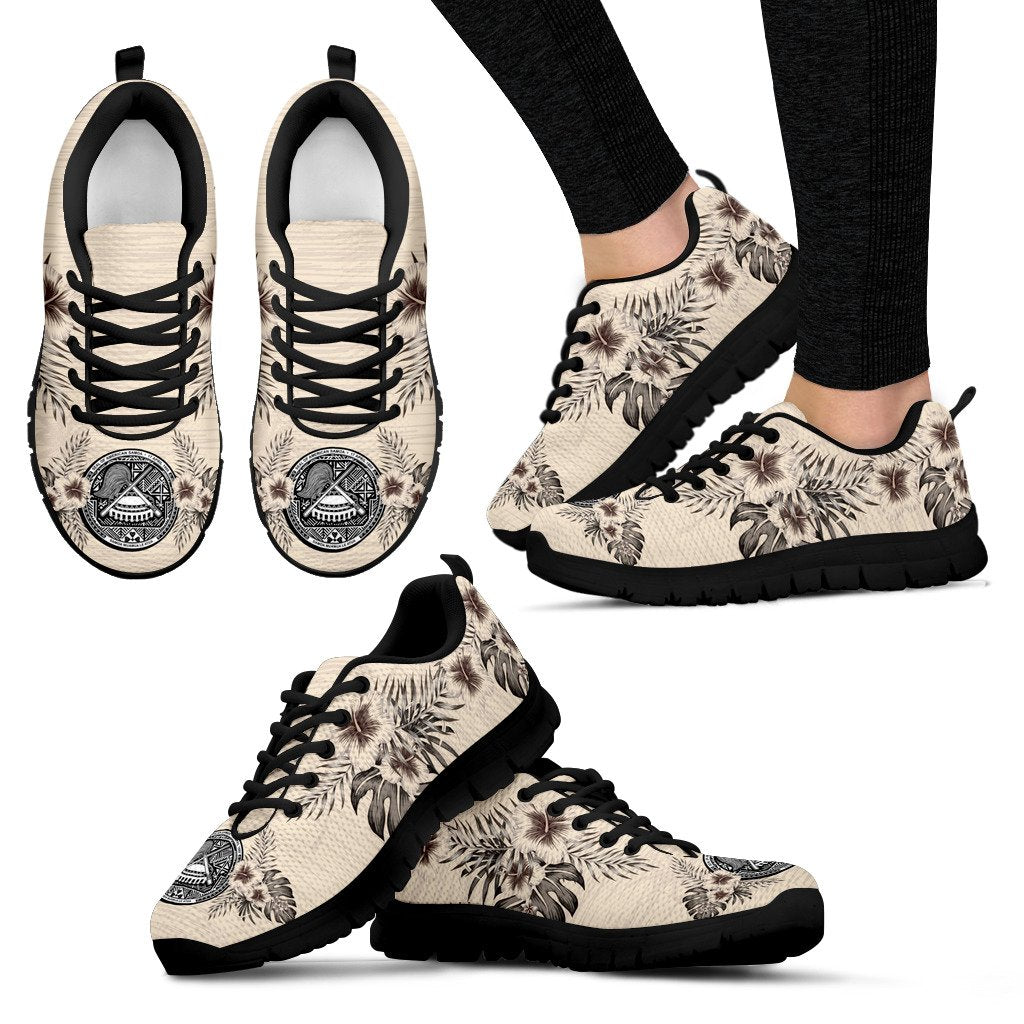 American Samoa Sneakers - The Beige Hibiscus - Vibe Hoodie Shop