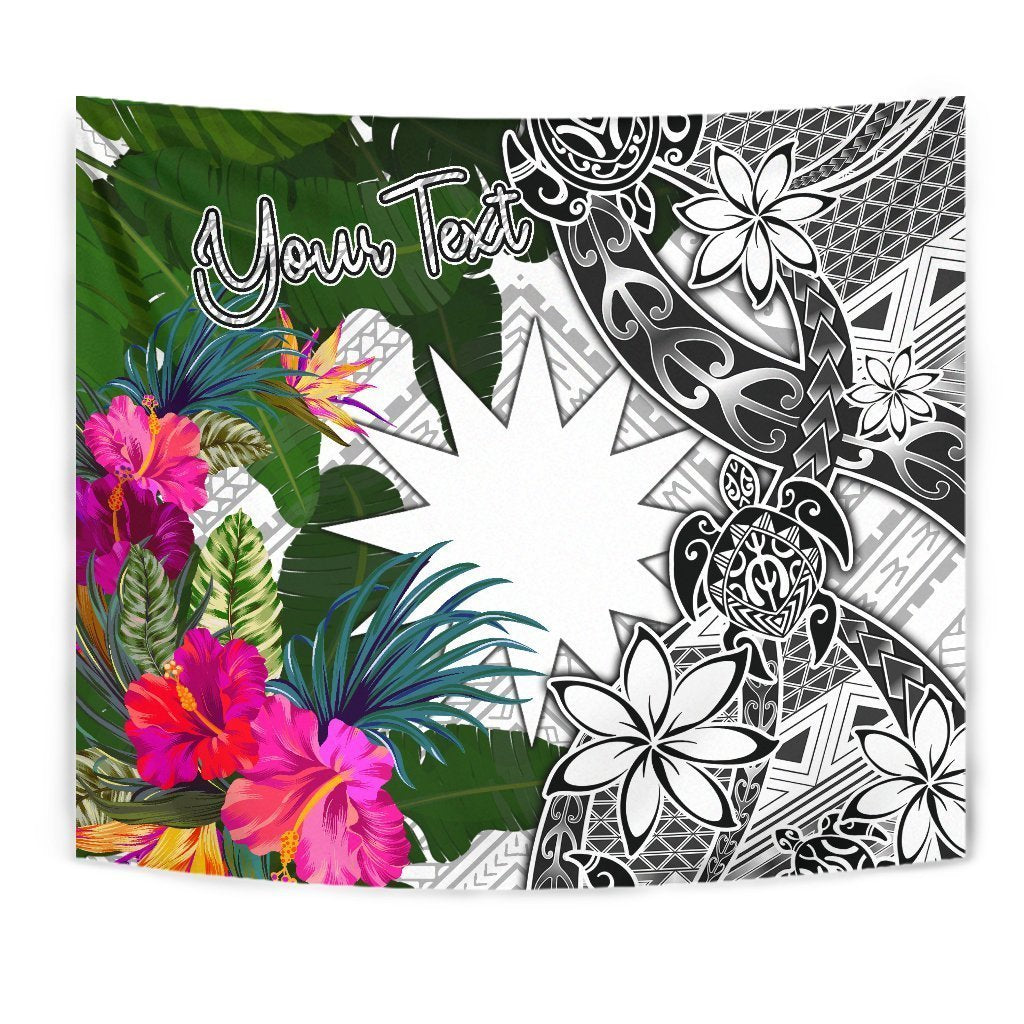 Nauru Custom Personalised Tapestry White - Turtle Plumeria Banana Leaf - Vibe Hoodie Shop