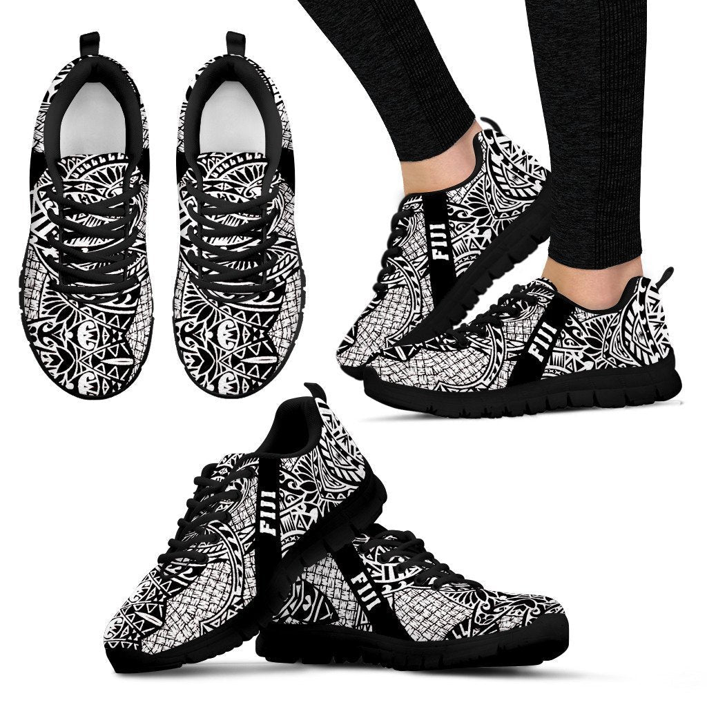 Fiji Poly Tribal Sneakers Black And White - Vibe Hoodie Shop