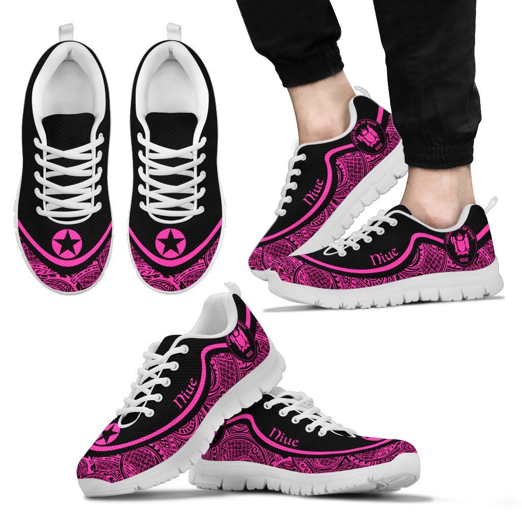 Niue Wave Sneakers - Polynesian Pattern Pink Color - Vibe Hoodie Shop