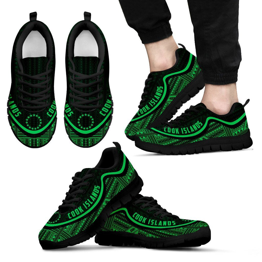 Cook Islands Wave Sneakers - Polynesian Pattern Green Color - Vibe Hoodie Shop