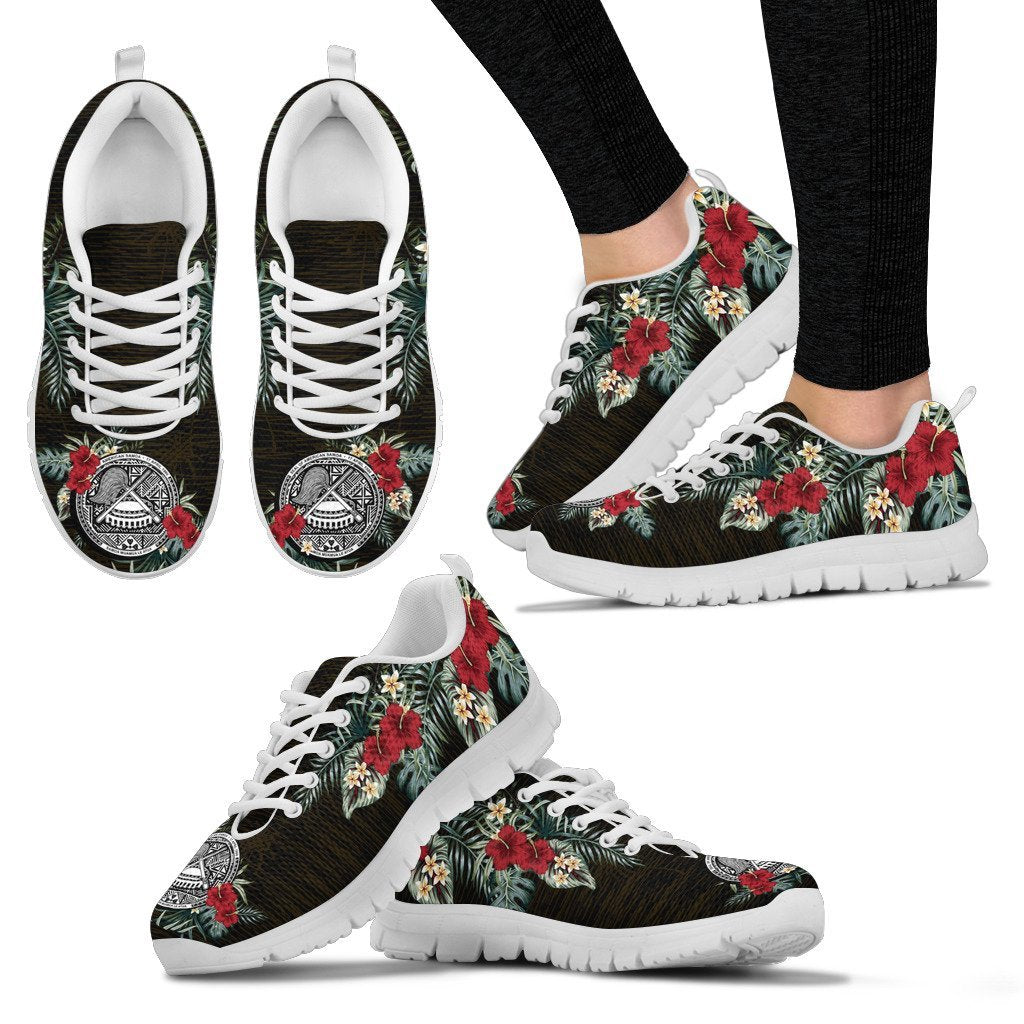 American Samoa Hibiscus Sneakers - Vibe Hoodie Shop