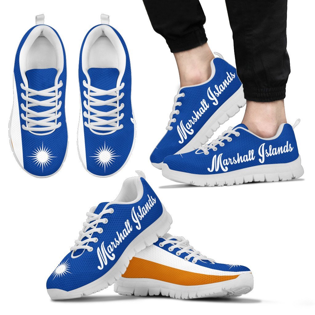 Marshall Islands Sneakers - Marshall Islands Flag Men's/Women's Black/White Shoes - Vibe Hoodie Shop