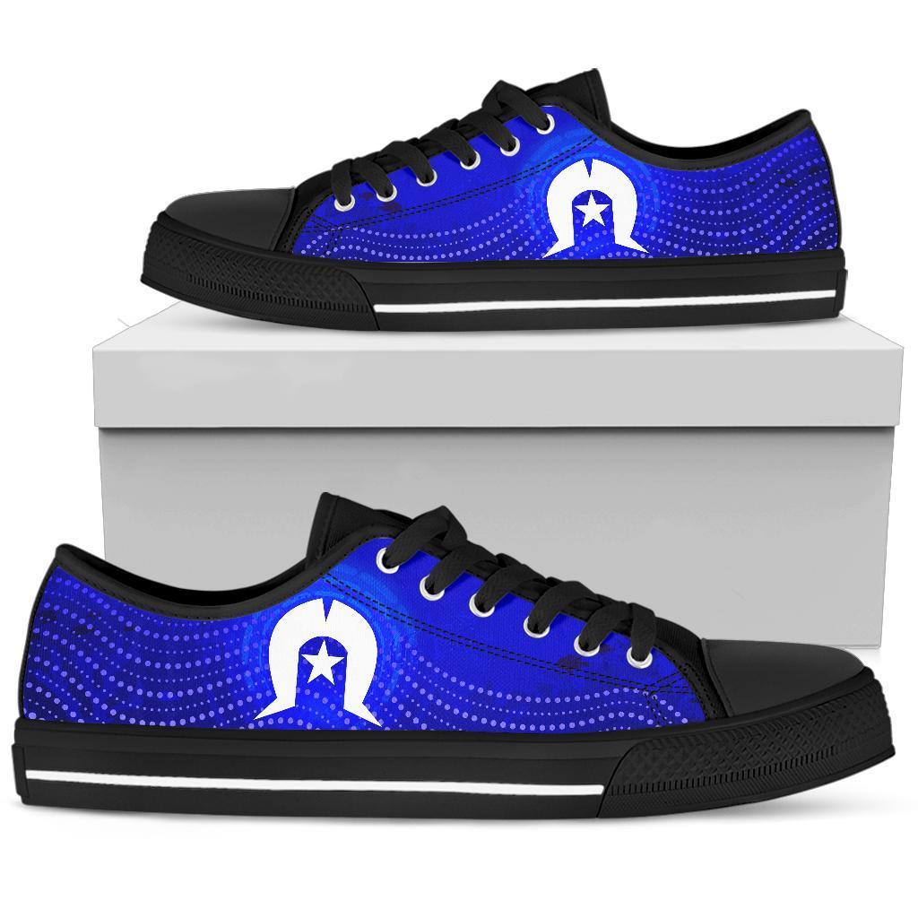 Torres Strait Islanders Low Top Shoes - Torres Symbol With Aboriginal Turtle - Vibe Hoodie Shop