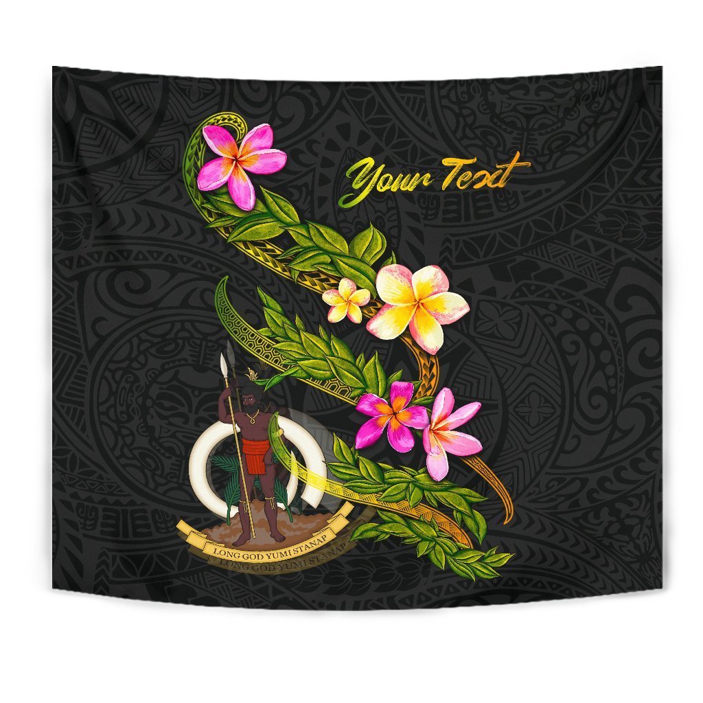 Vanuatu Polynesian Custom Personalised Tapestry - Plumeria Tribal - Vibe Hoodie Shop