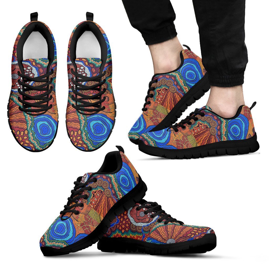 Aboriginal Sneakers, Uluru Landscape Art Colorful Ethnic - Vibe Hoodie Shop